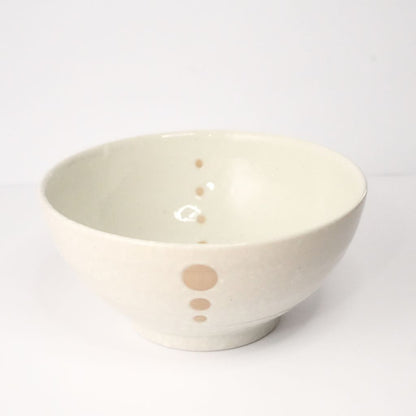 Mino Ware Polka Dot Ceramic Ramen Bowl - side