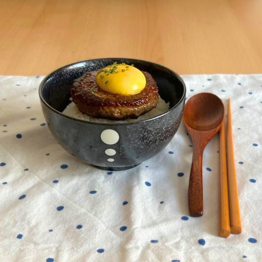 Mino Ware Polka Dot Ceramic Black Small Bowl - food