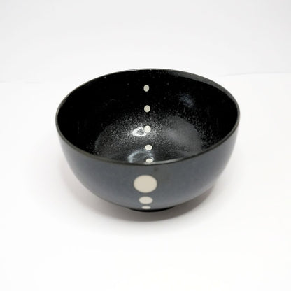 Mino Ware Polka Dot Ceramic Black Small Bowl - side