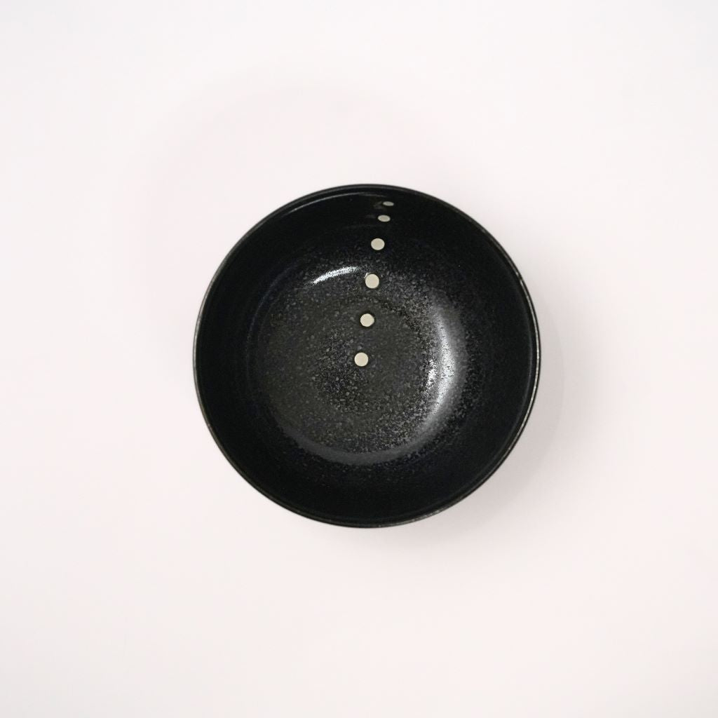 Mino Ware Polka Dot Ceramic Black Small Bowl - top