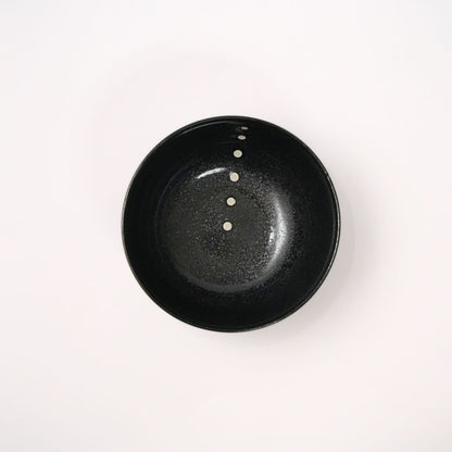 Mino Ware Polka Dot Ceramic Black Small Bowl - top