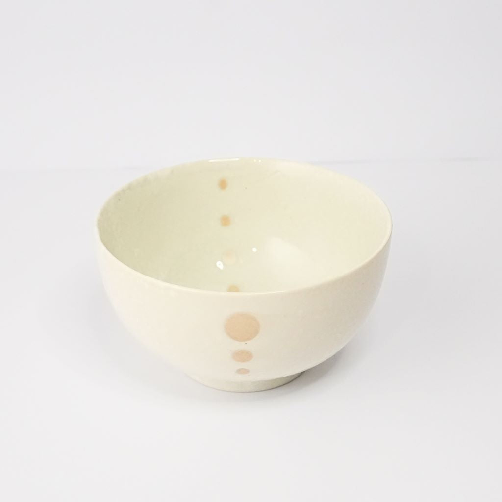Mino Ware Polka Dot Ceramic White Small Bowl - side