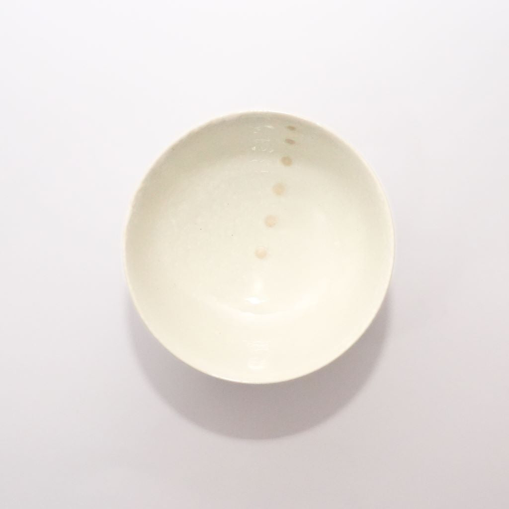 Mino Ware Polka Dot Ceramic White Small Bowl - top