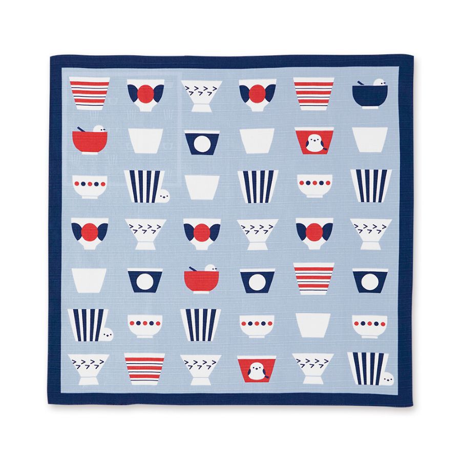 Teacup & Snow Bird Japanese Furoshiki Wrapping Cloth