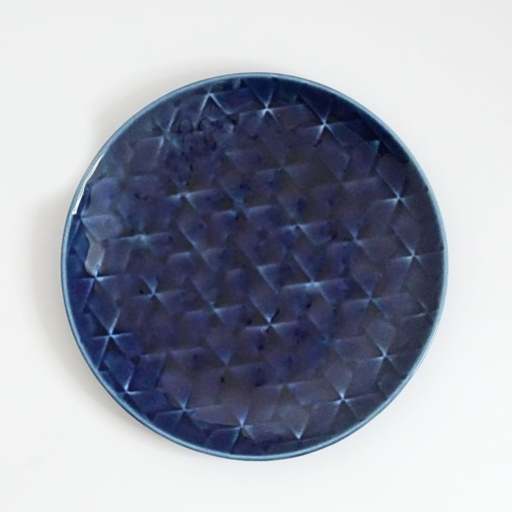 Mino Ware Rhombus Pattern Salad Plate - Navy