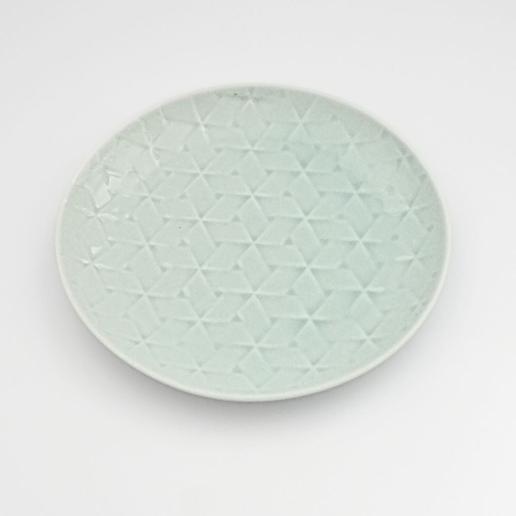 Mino Ware Rhombus Pattern Salad Plate - Jade