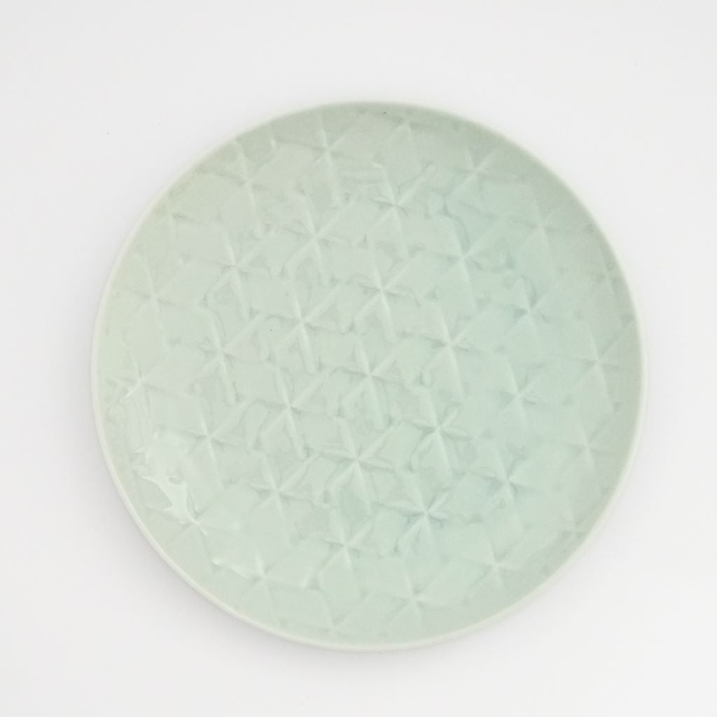 Mino Ware Rhombus Pattern Salad Plate - Jade - top