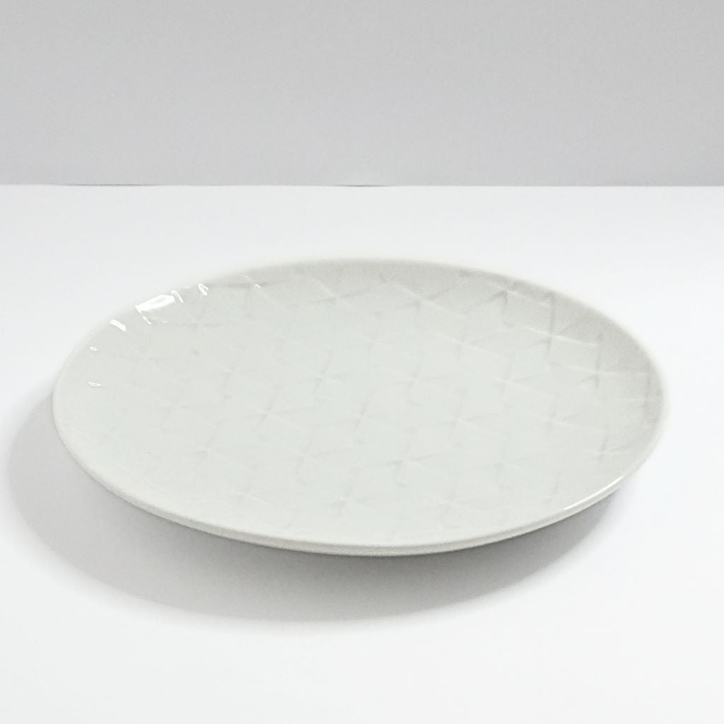 Mino Ware Rhombus Pattern Salad Plate - White - side