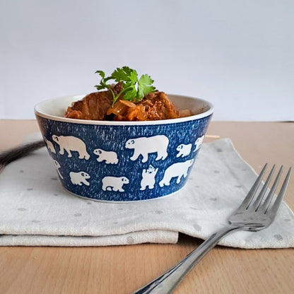 White Bear Ceramic Soup Bowl blue-food